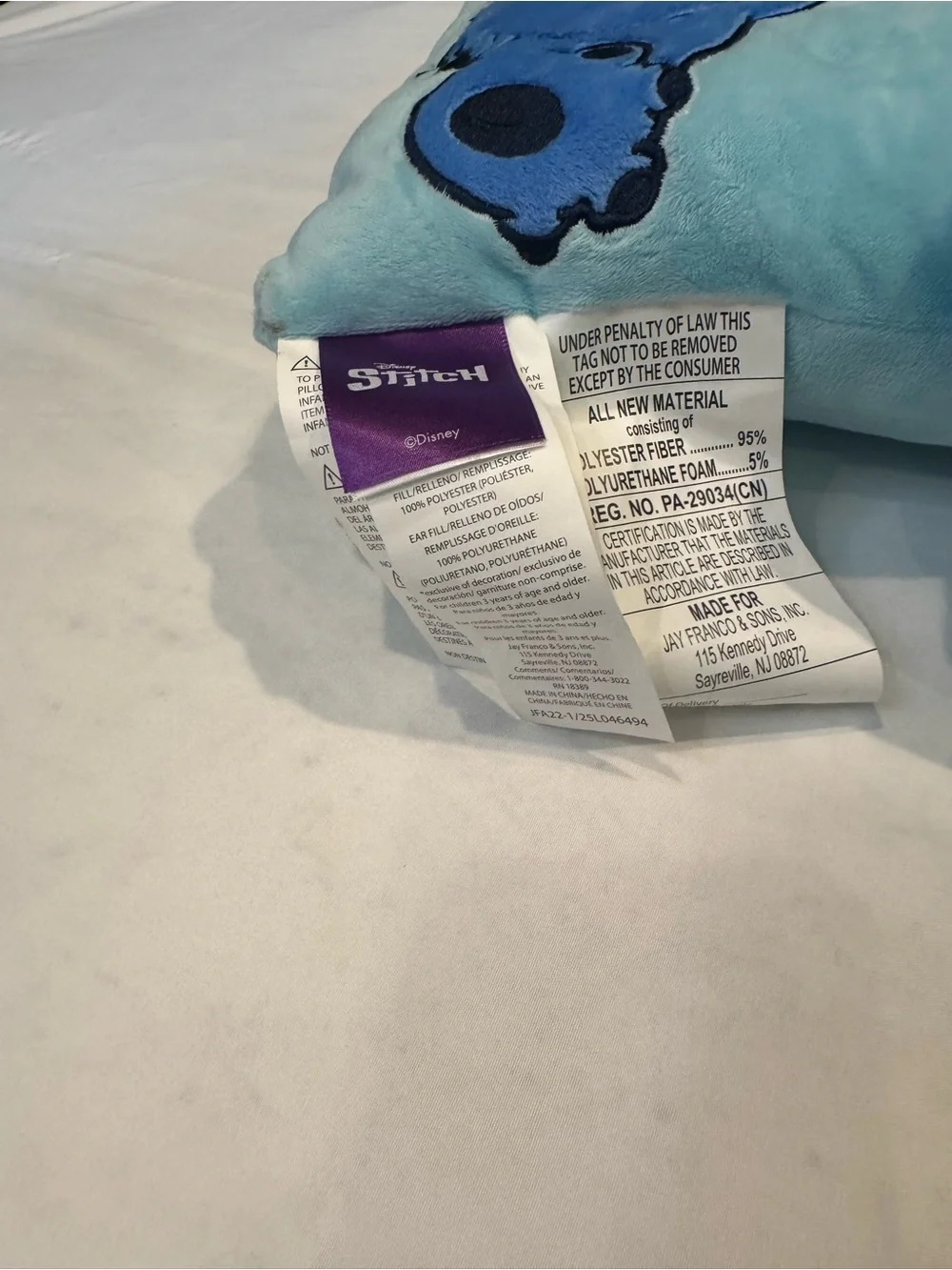 Disney Lilo & Stitch Plush Pillow Blue 3D Ears Decorative Throw Pillow NWT